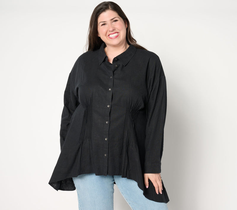 Peace Love World Boheme Pintuck Sharkbite Hem Shirt — View 9