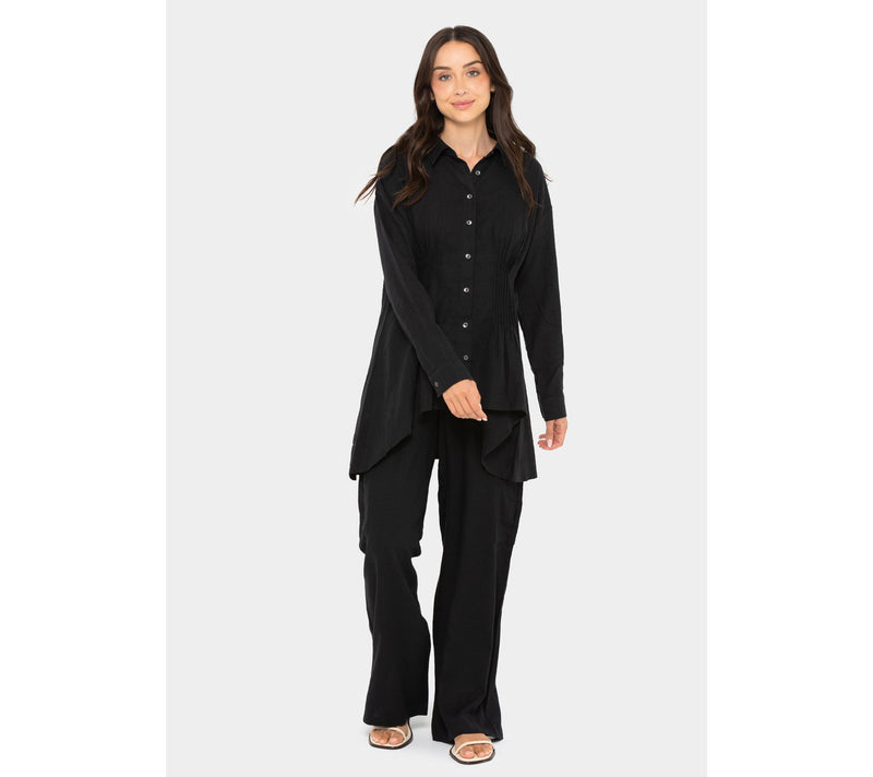 Peace Love World Boheme Pintuck Sharkbite Hem Shirt — View 16