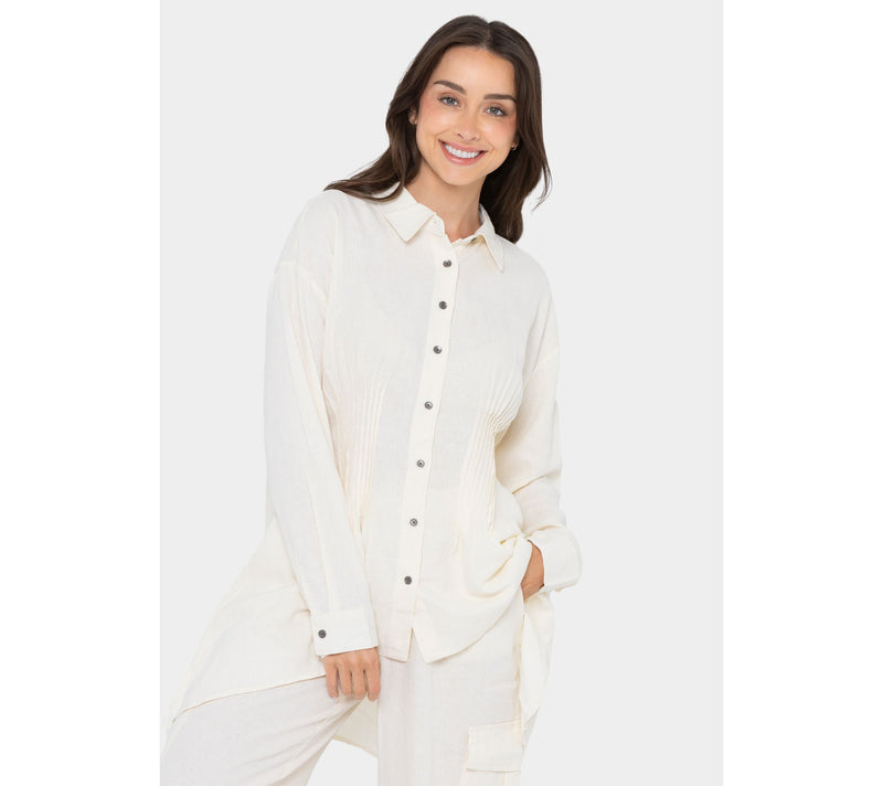 Peace Love World Boheme Pintuck Sharkbite Hem Shirt — View 13