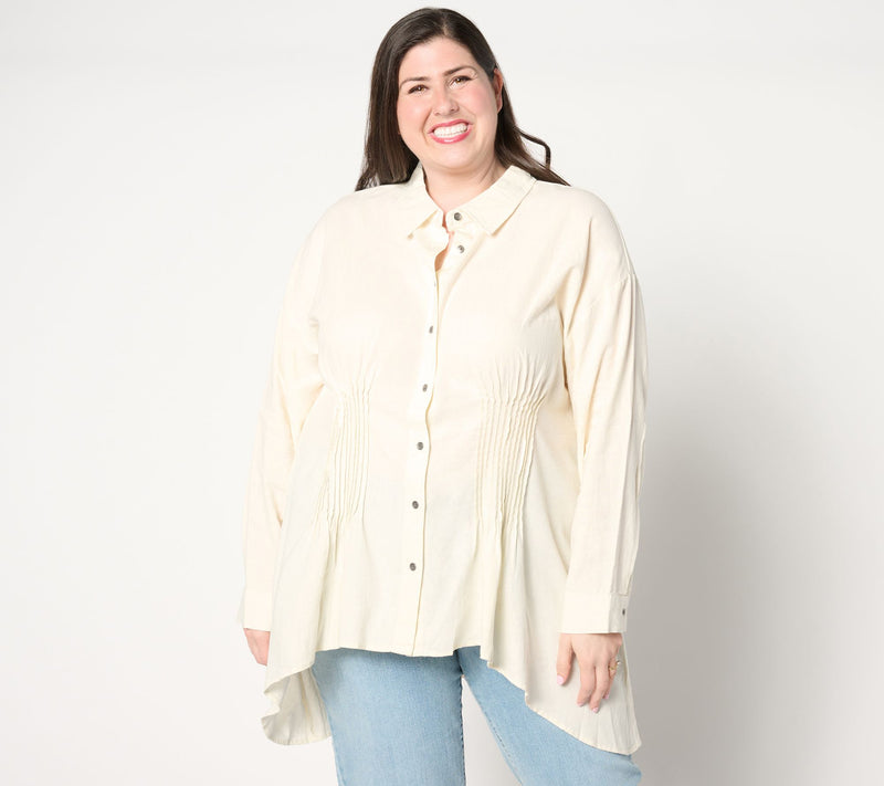 Peace Love World Boheme Pintuck Sharkbite Hem Shirt — View 5