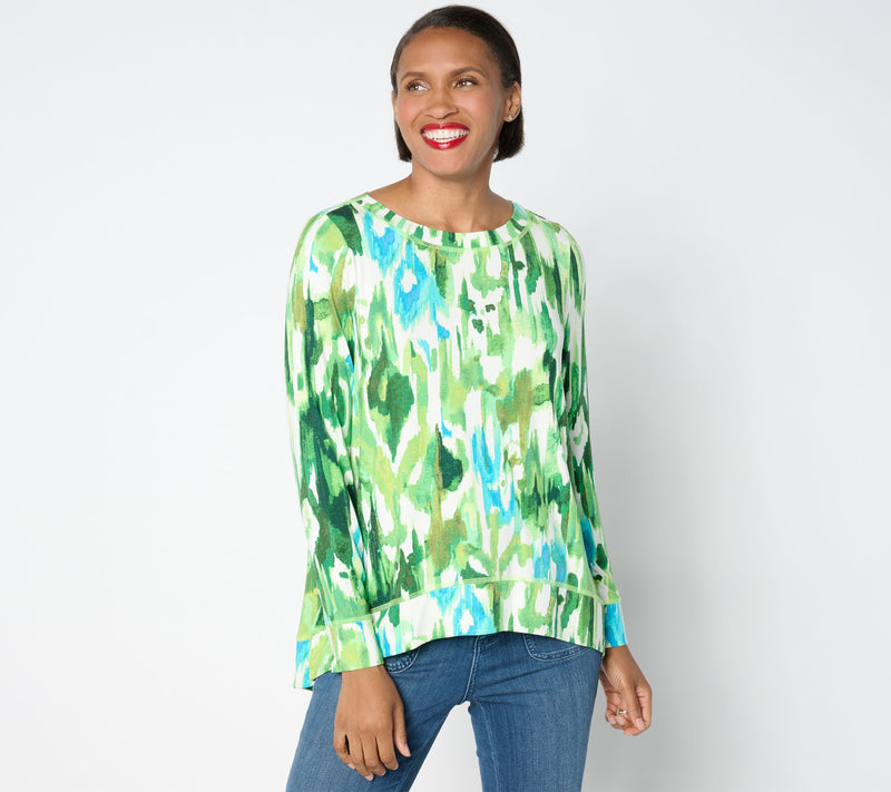 Belle by Kim Gravel Rayon Spandex Mediteranea Hi-Low Top — View 2
