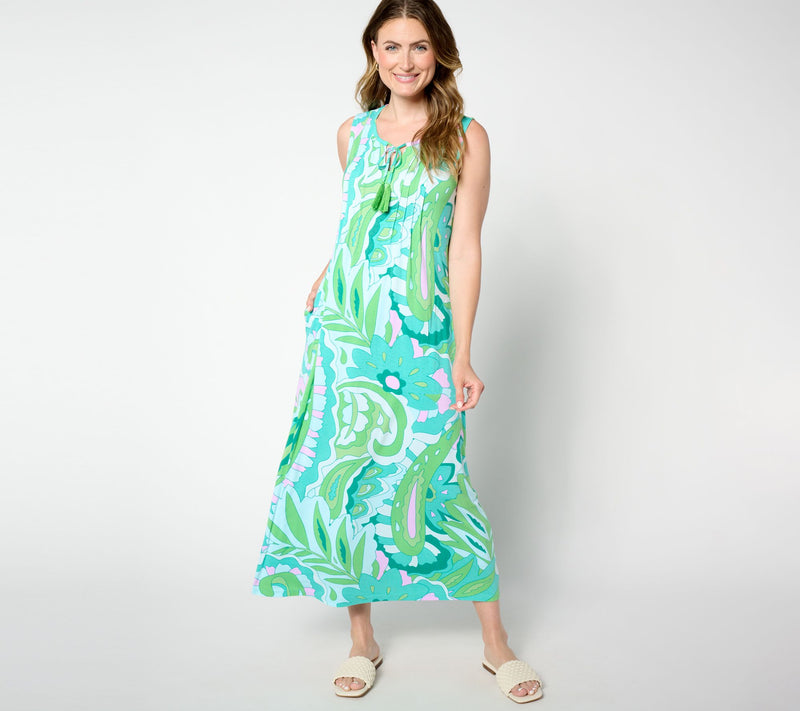 Belle by Kim Gravel Regular Paisley Paradise Tassel Maxi Dress — View 5