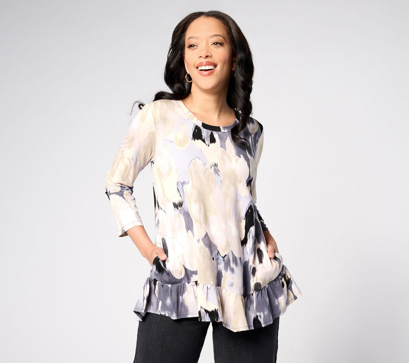 LOGO by Lori Goldstein Rayon 230 Top with Ruffle Hem — View 11