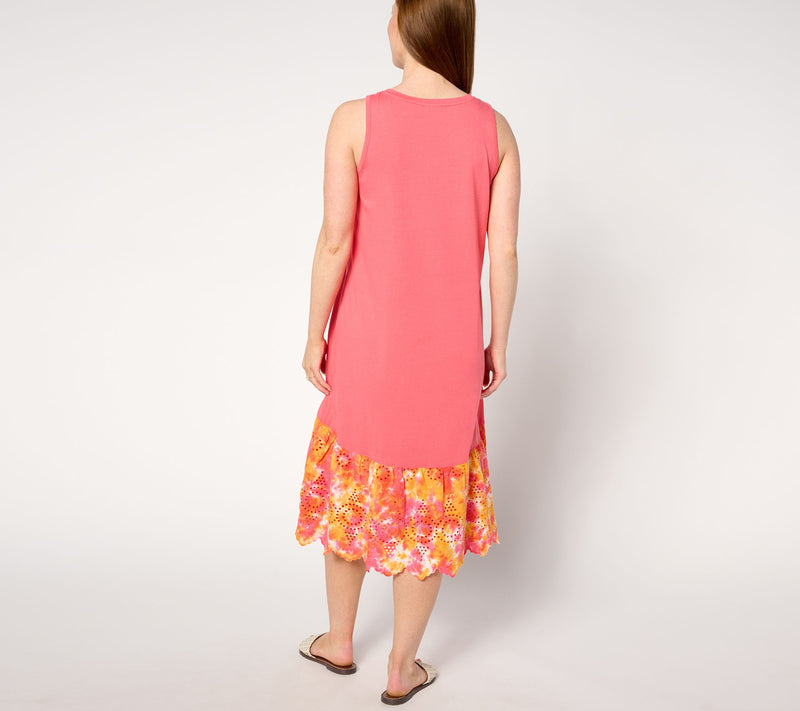 LOGO by Lori Goldstein Regular Cotton Modal Tank Dress w/ Eyelet — View 12
