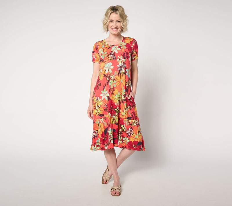 LOGO by Lori Goldstein Regular Rayon 230 Hi-Low Hem Dress — View 3