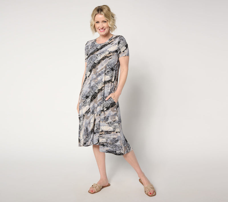 LOGO by Lori Goldstein Petite Rayon 230 Hi-Low Hem Dress — View 5