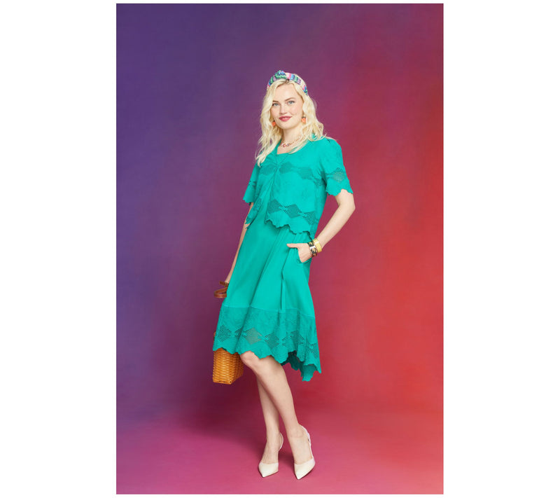 LOGO Lavish by Lori Goldstein Petite Knit Dress with Lace Hem — View 19