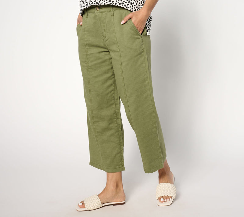 LOGO by Lori Goldstein Regular Cotton Gauze Crop Pant — Main view
