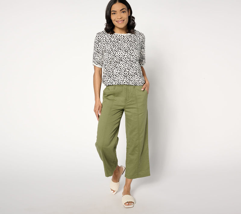 LOGO by Lori Goldstein Regular Cotton Gauze Crop Pant — View 11