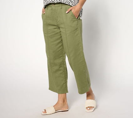 LOGO by Lori Goldstein Petite Cotton Gauze Crop Pant