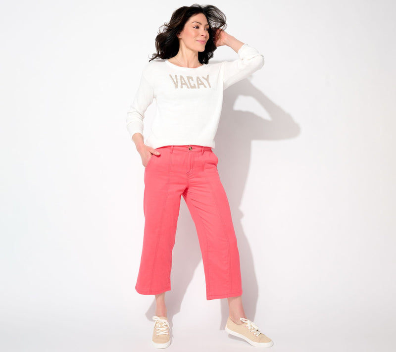 LOGO by Lori Goldstein Petite Cotton Gauze Crop Pant — View 13