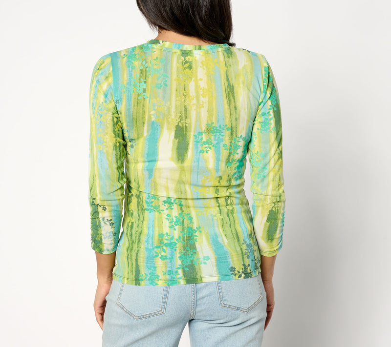 LOGO Layers by Lori Goldstein Printed Mesh Crew Neck Top — View 2