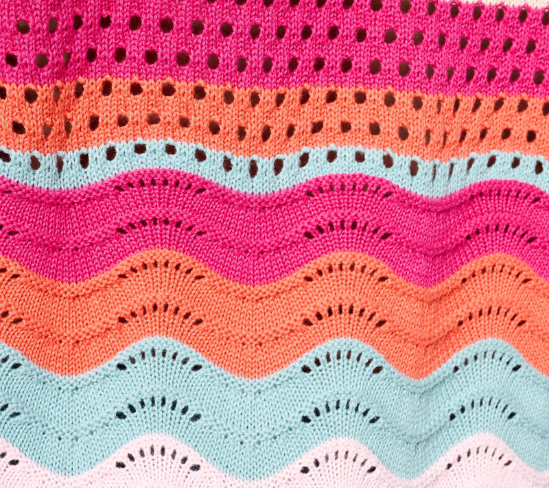 LOGO by Lori Goldstein 3/4-Sleeve Wave Crochet Sweater — View 10