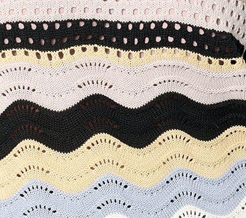 LOGO by Lori Goldstein 3/4-Sleeve Wave Crochet Sweater — View 4