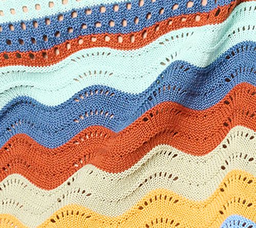 LOGO by Lori Goldstein 3/4-Sleeve Wave Crochet Sweater — View 6