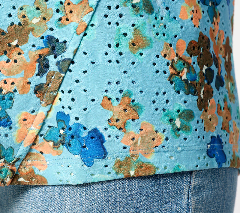 LOGO Layers by Lori Goldstein Printed Stretch Eyelet Tank — View 4