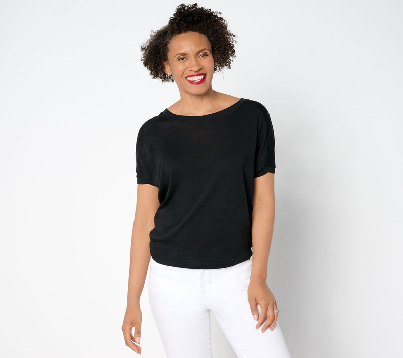 Barefoot Dreams Malibu Collection Slub Burnout Drapey Tee — View 14