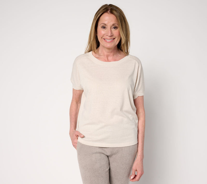 Barefoot Dreams Malibu Collection Slub Burnout Drapey Tee — View 7