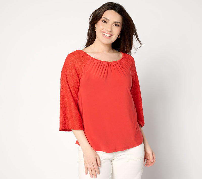 Women with Control Como Jersey Convertible Eyelet Top — Main view