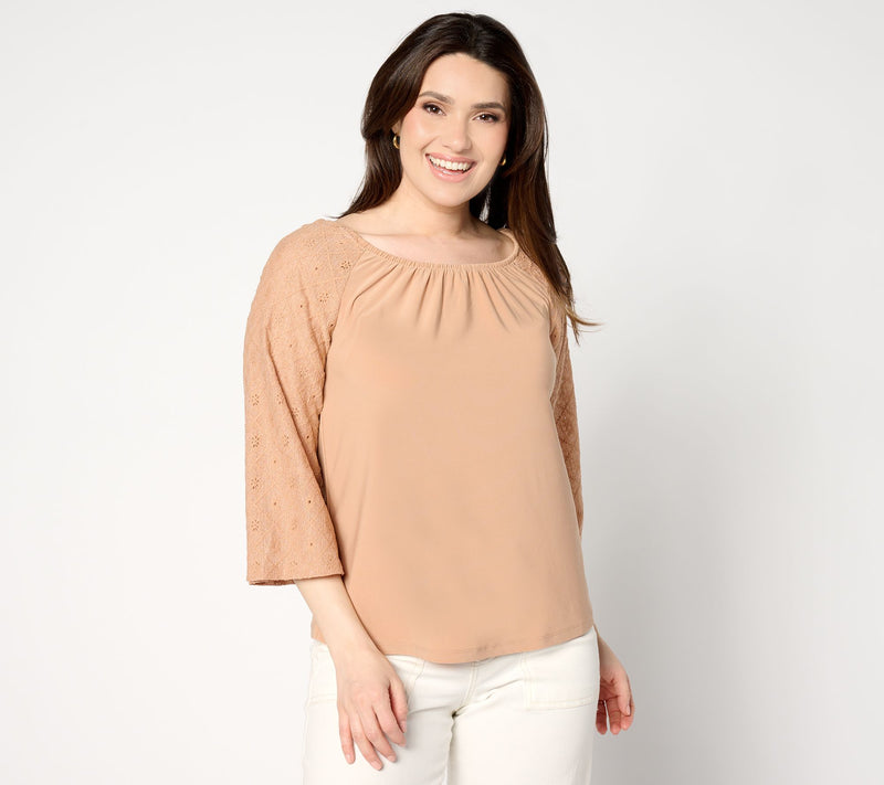 Women with Control Como Jersey Convertible Eyelet Top — View 5