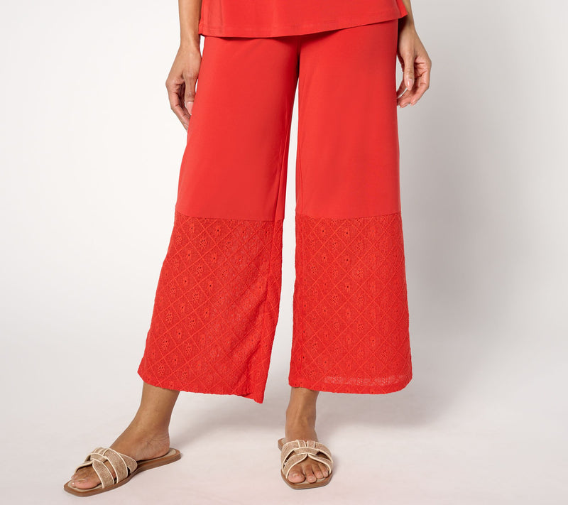 Women with Control Como Jersey Relaxed Leg Eyelet Pants — View 10