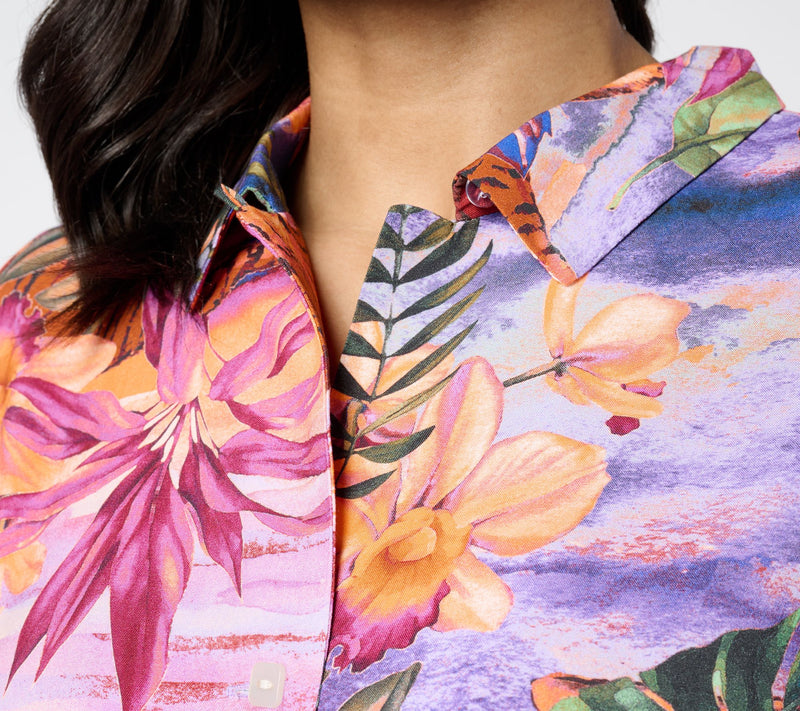 Women with Control Printed Woven Cabana Shirt — View 4