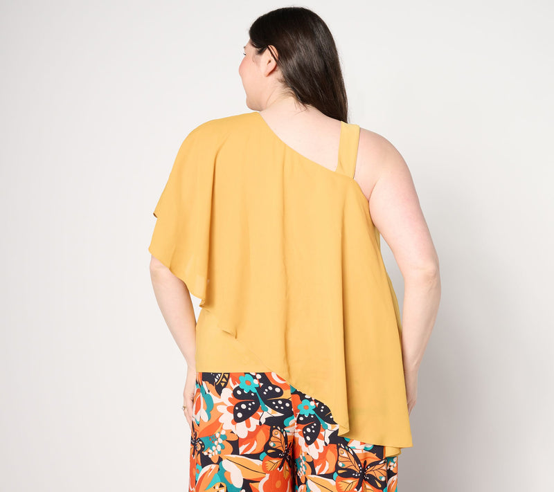 Women with Control Como Jersey One-Shoulder Flounce Top — View 8