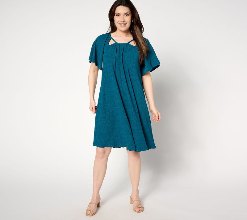 Women with Control Regular Flutter-Sleeve Cutout Dress — View 5