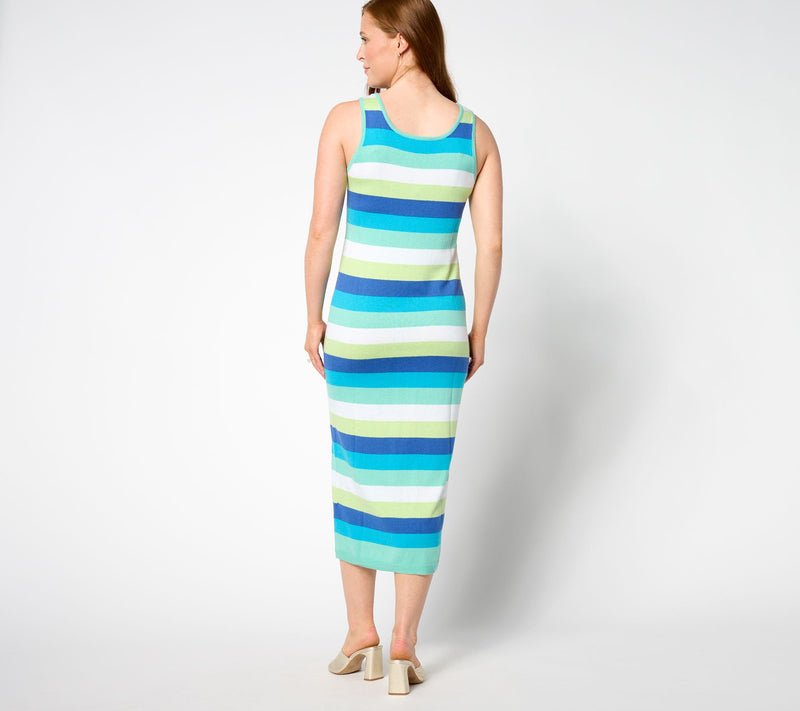 Women with Control Petite Stripe Sweater Dress — View 2