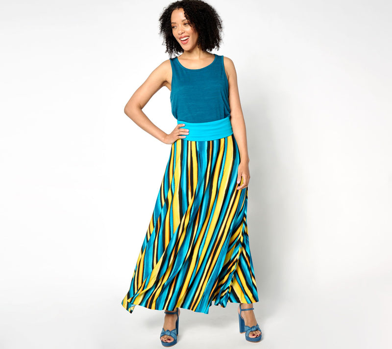 Women with Control Petite Printed Como Jersey Skirt w/ Foldover Waist — View 9