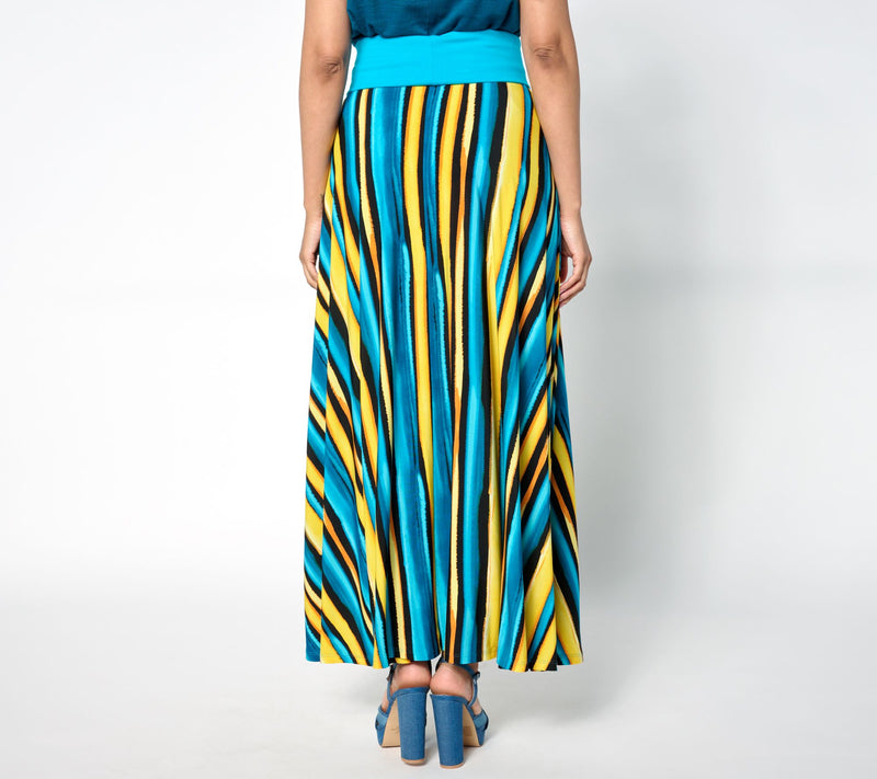 Women with Control Petite Printed Como Jersey Skirt w/ Foldover Waist — View 8