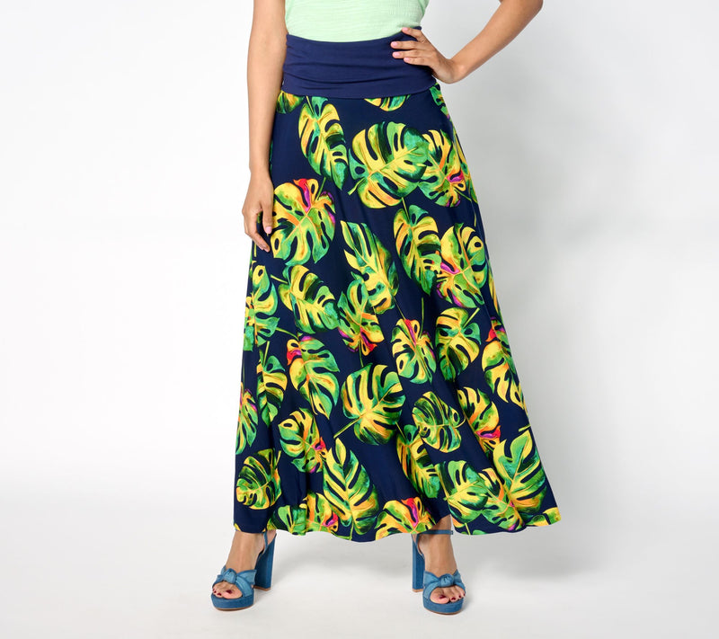 Women with Control Petite Printed Como Jersey Skirt w/ Foldover Waist — View 5