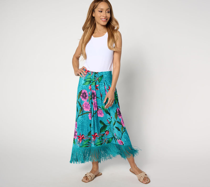 Women with Control Petite Como Jersey Fringe Sarong Skirt — View 3