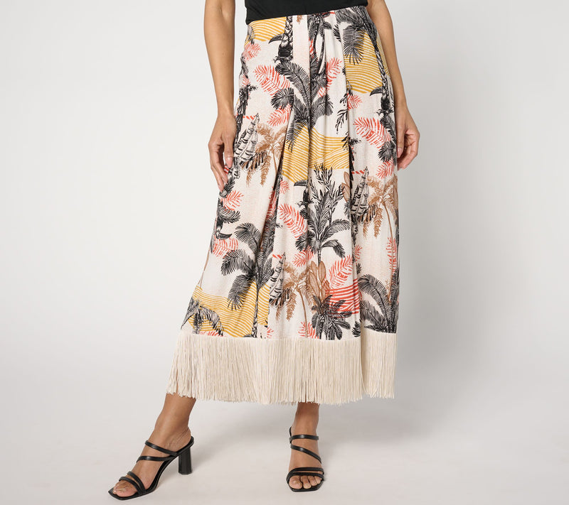 Women with Control Petite Como Jersey Fringe Sarong Skirt — View 10