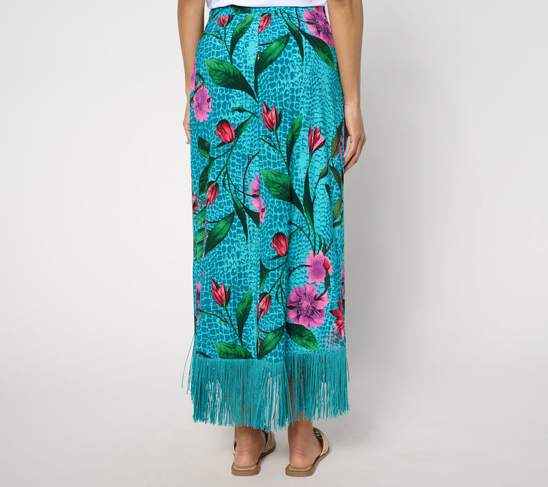 Women with Control Petite Como Jersey Fringe Sarong Skirt — View 2
