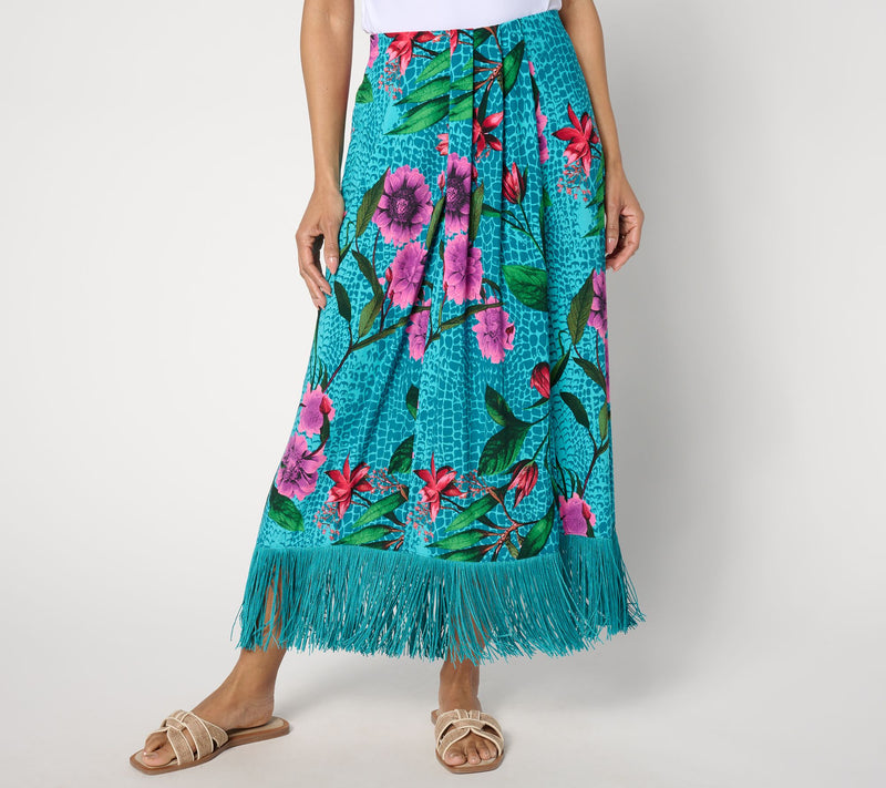 Women with Control Petite Como Jersey Fringe Sarong Skirt — Main view