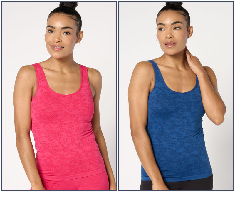 Breezies Seamless Floral Reversible Neckline Tank Set Of 2 — View 9