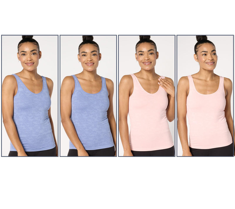Breezies Seamless Floral Reversible Neckline Tank Set Of 2 — View 5