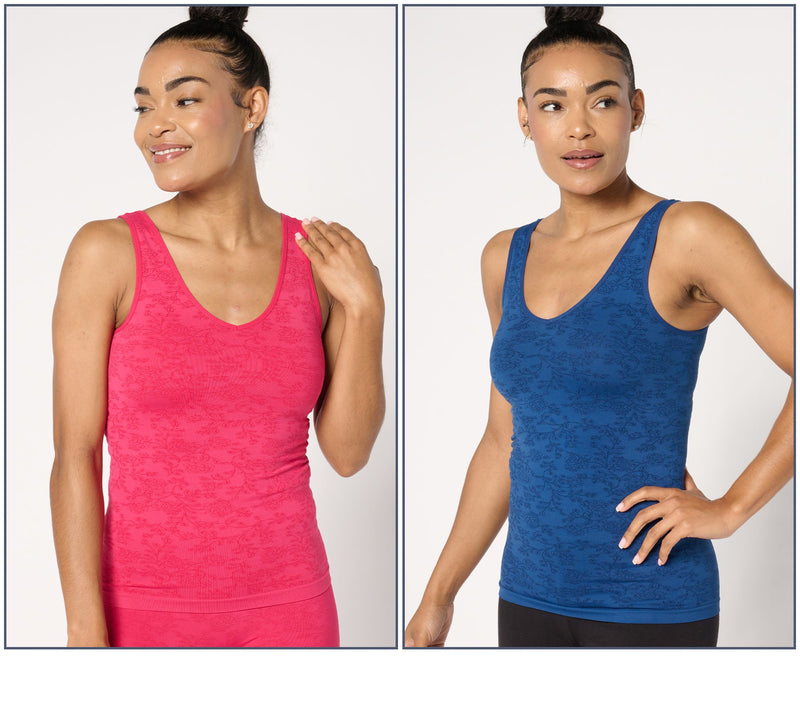 Breezies Seamless Floral Reversible Neckline Tank Set Of 2 — View 7