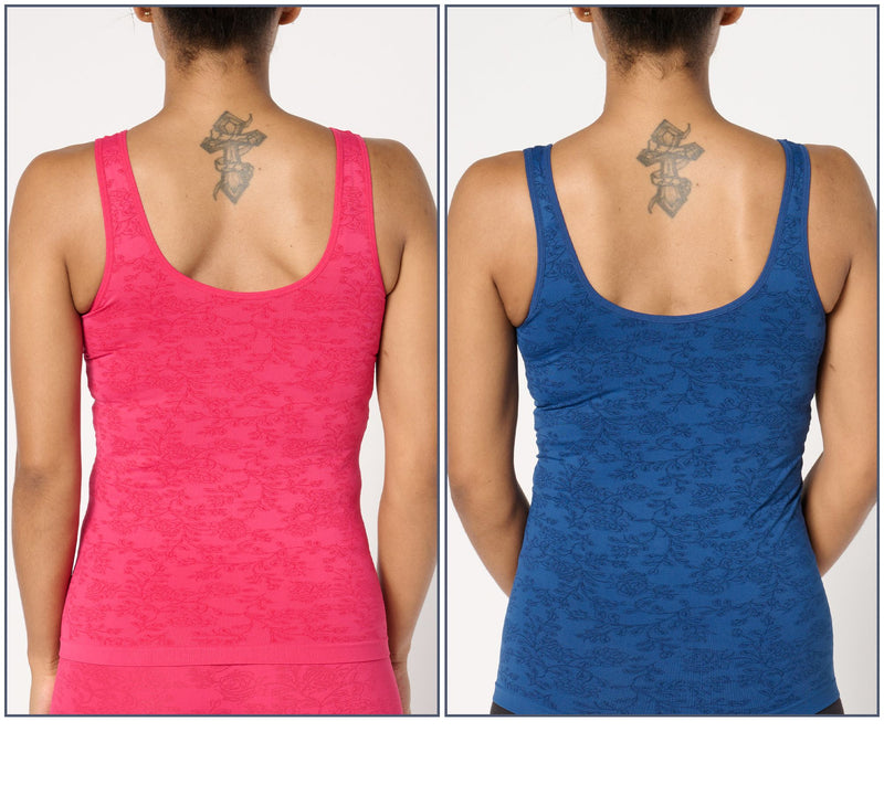 Breezies Seamless Floral Reversible Neckline Tank Set Of 2 — View 8
