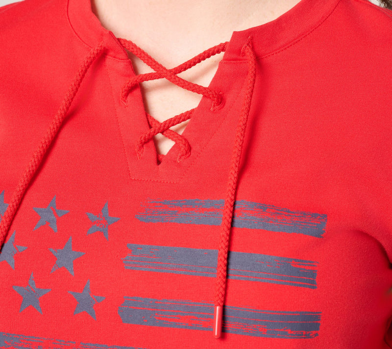Denim & Co. Active Americana Flag French Terry Sweatshirt — View 24