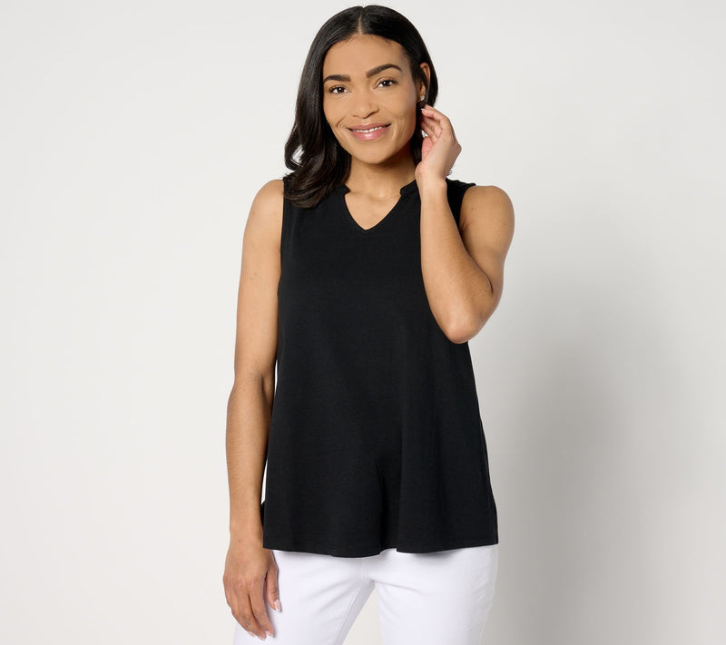 Denim & Co. Essentials Favorite Jersey Split Neck Swing Tank — View 13