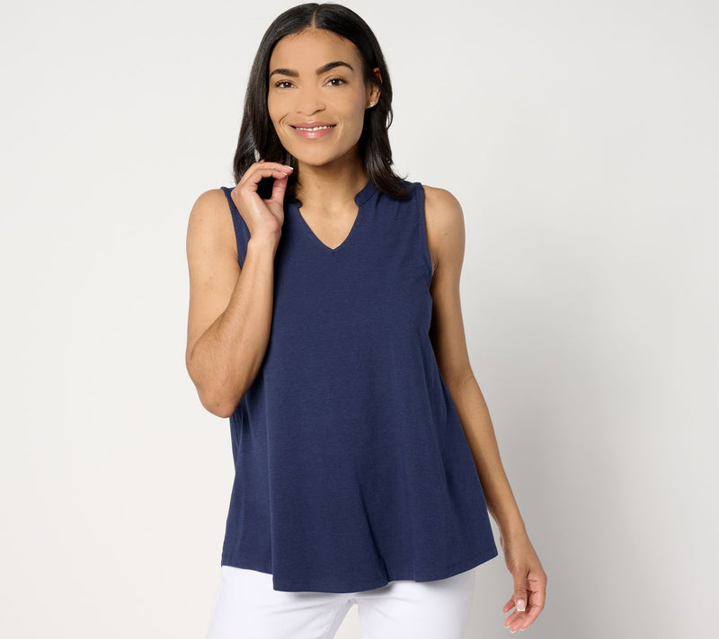 Denim & Co. Essentials Favorite Jersey Split Neck Swing Tank — View 7