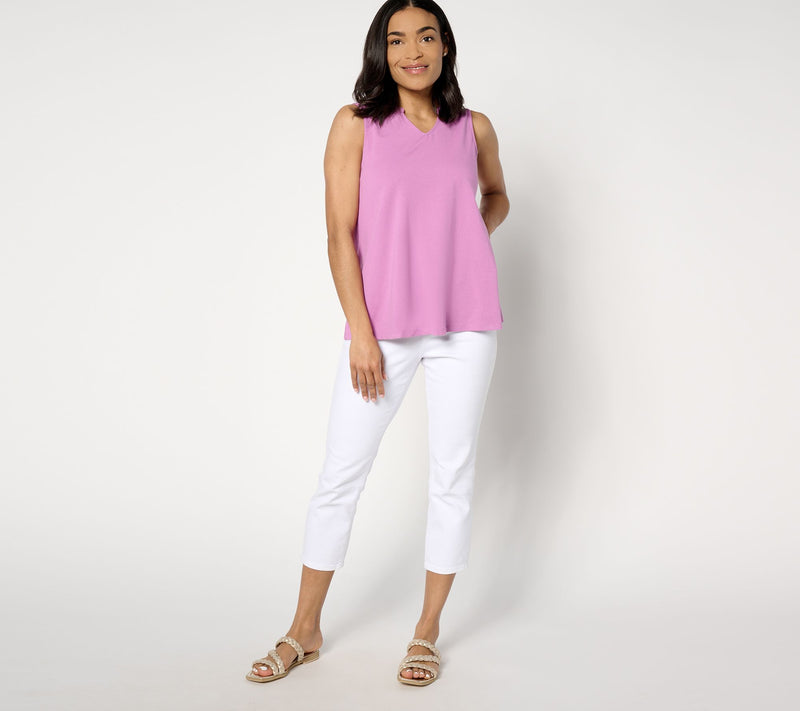 Denim & Co. Essentials Favorite Jersey Split Neck Swing Tank — View 15
