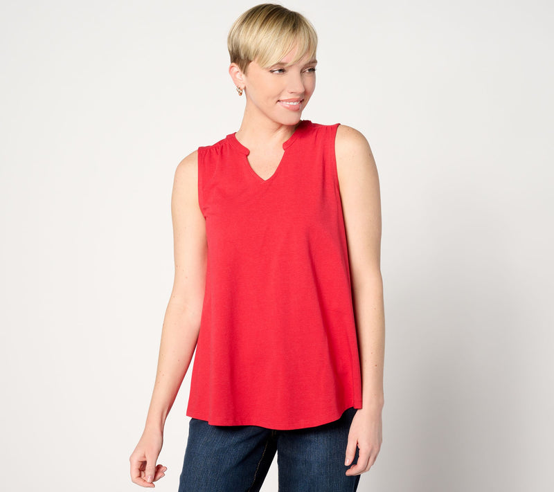 Denim & Co. Essentials Favorite Jersey Split Neck Swing Tank — View 9