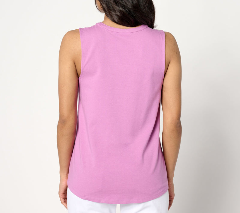 Denim & Co. Essentials Favorite Jersey Split Neck Swing Tank — View 14