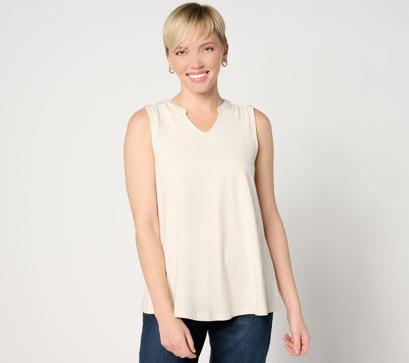 Denim & Co. Essentials Favorite Jersey Split Neck Swing Tank — View 11