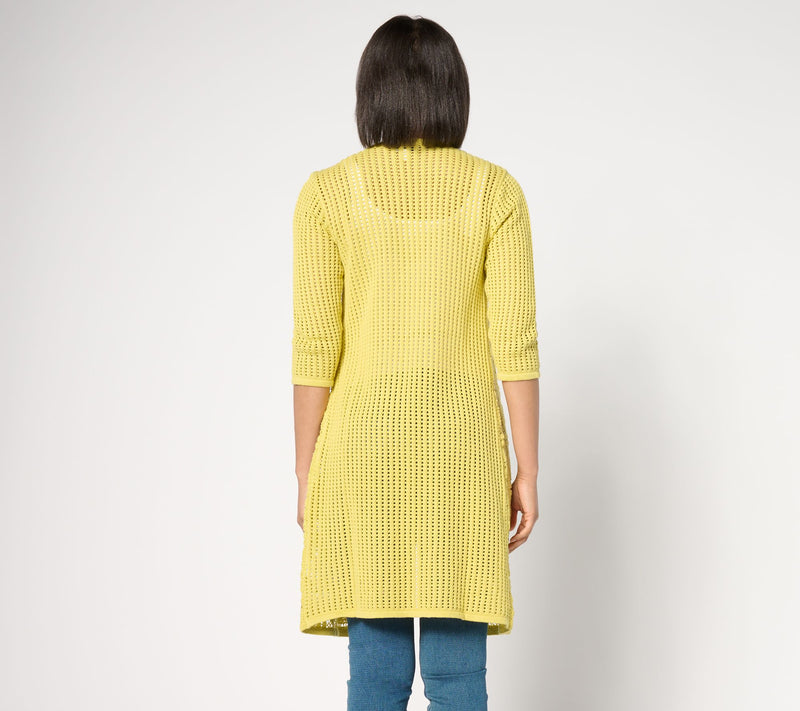 Joan Rivers Open-Front Crochet Duster Sweater — View 2