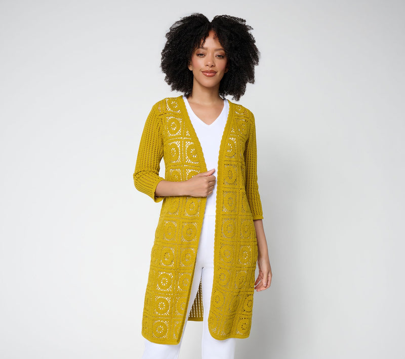 Joan Rivers Open-Front Crochet Duster Sweater — View 14