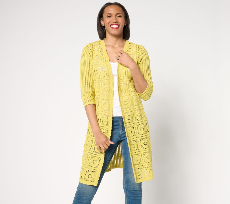 Joan Rivers Open-Front Crochet Duster Sweater — View 15